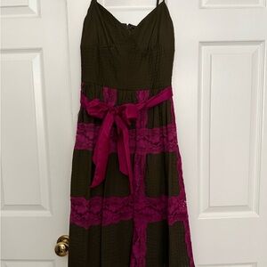 Betsey Johnson Army Green and Purple Maxi Dress